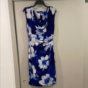 Lauren Ralph Lauren Blue Sheath Dress Sleeveless Cowl Neck